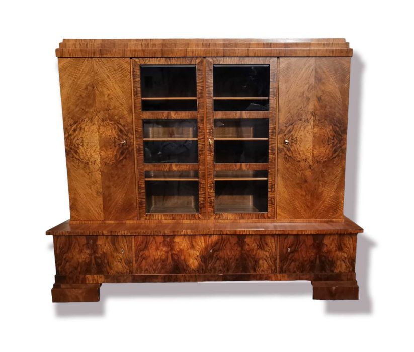 Komplet gabinetowy Art Deco 1930r. Biurko oraz biblioteka