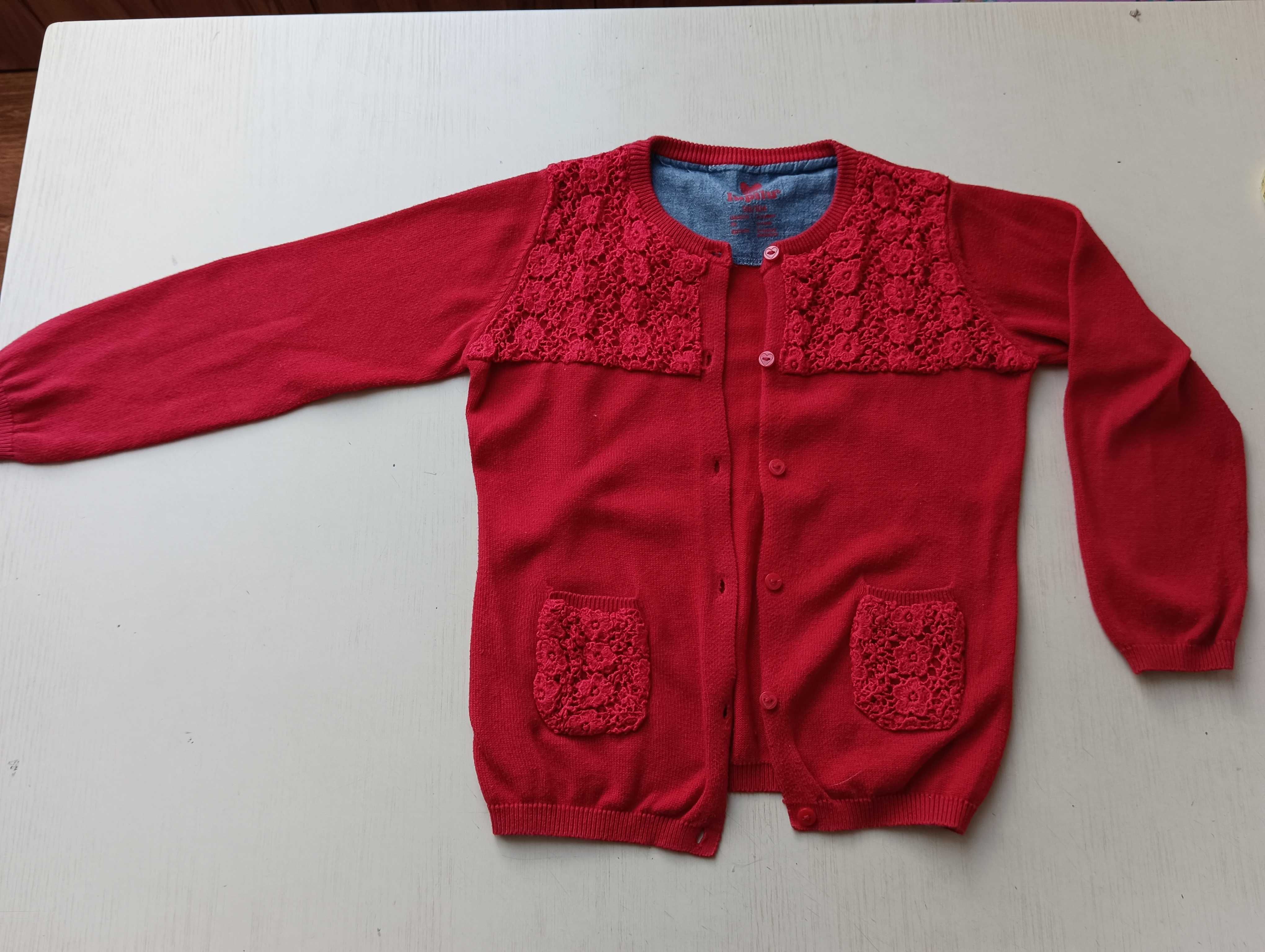 Dziewczęcy czerwony sweterek kardigan Lupilu r.98/104