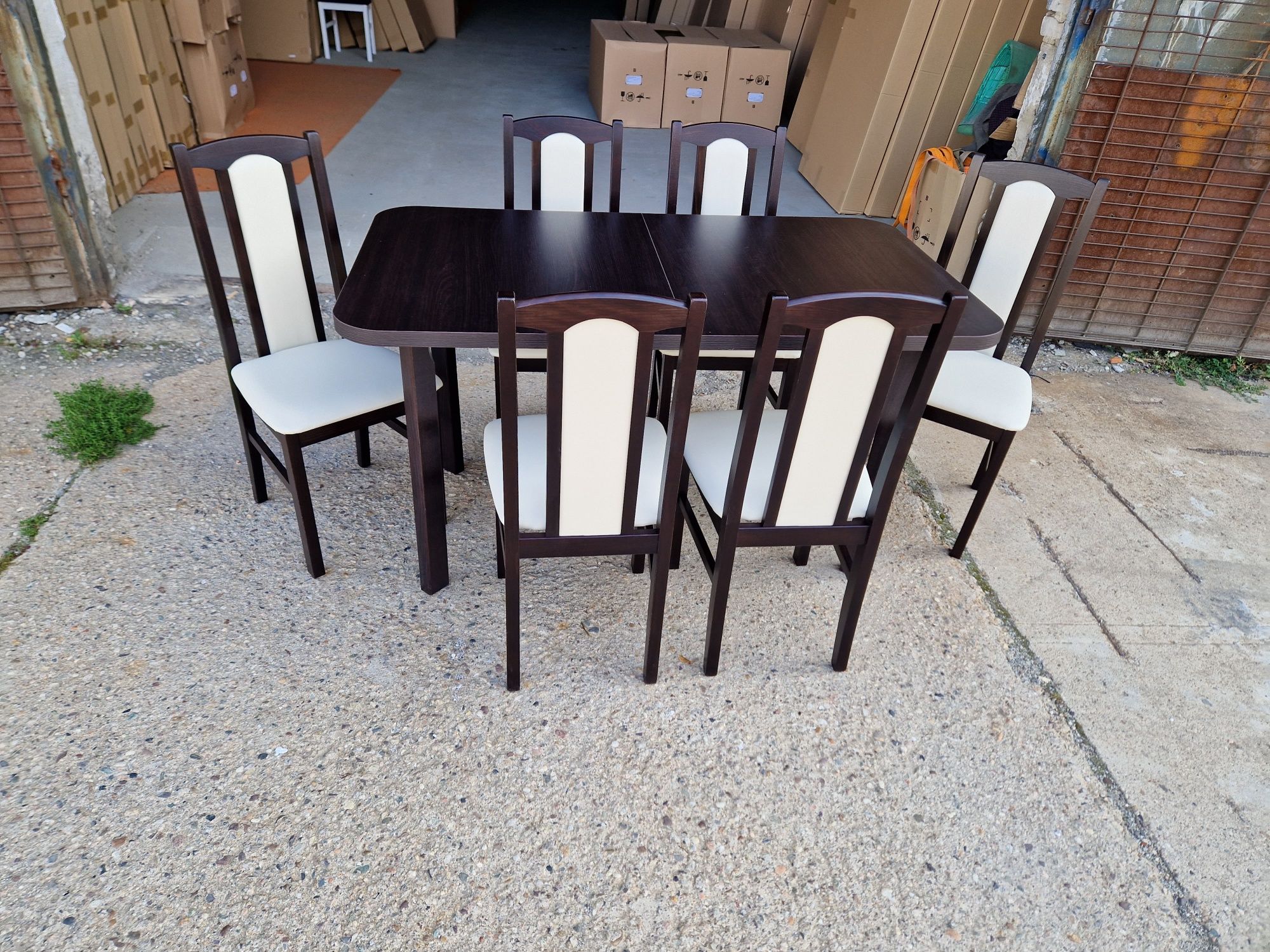 Nowe: Stół 80x140/180 + 6 krzeseł WENGE + CREM, dostawa cała PL