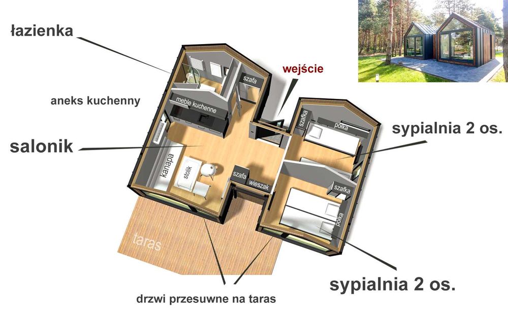 Dom modułowy 35m2 całoroczny