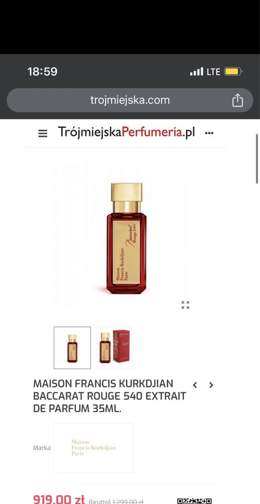 NOWOŚĆ Perfumy Maison Francis Kurkdian ekstrakt  Baccarat Rouge 540
