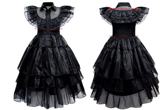 Sukienka WEDNESDAY M 120-130 PASEK PERUKA Strój Kostium Przebranie