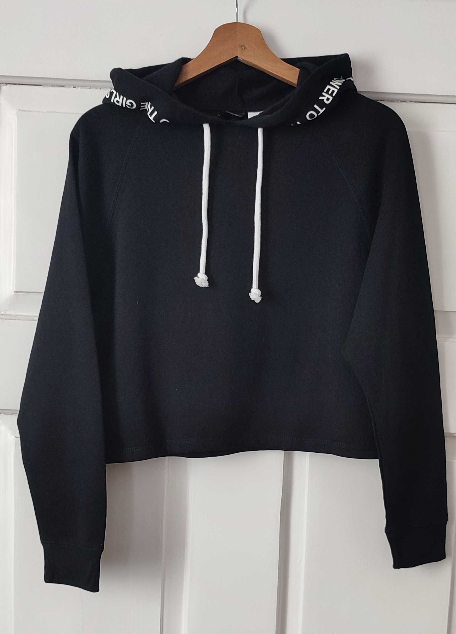 Czarna bluza z kapturem H&M, z metką