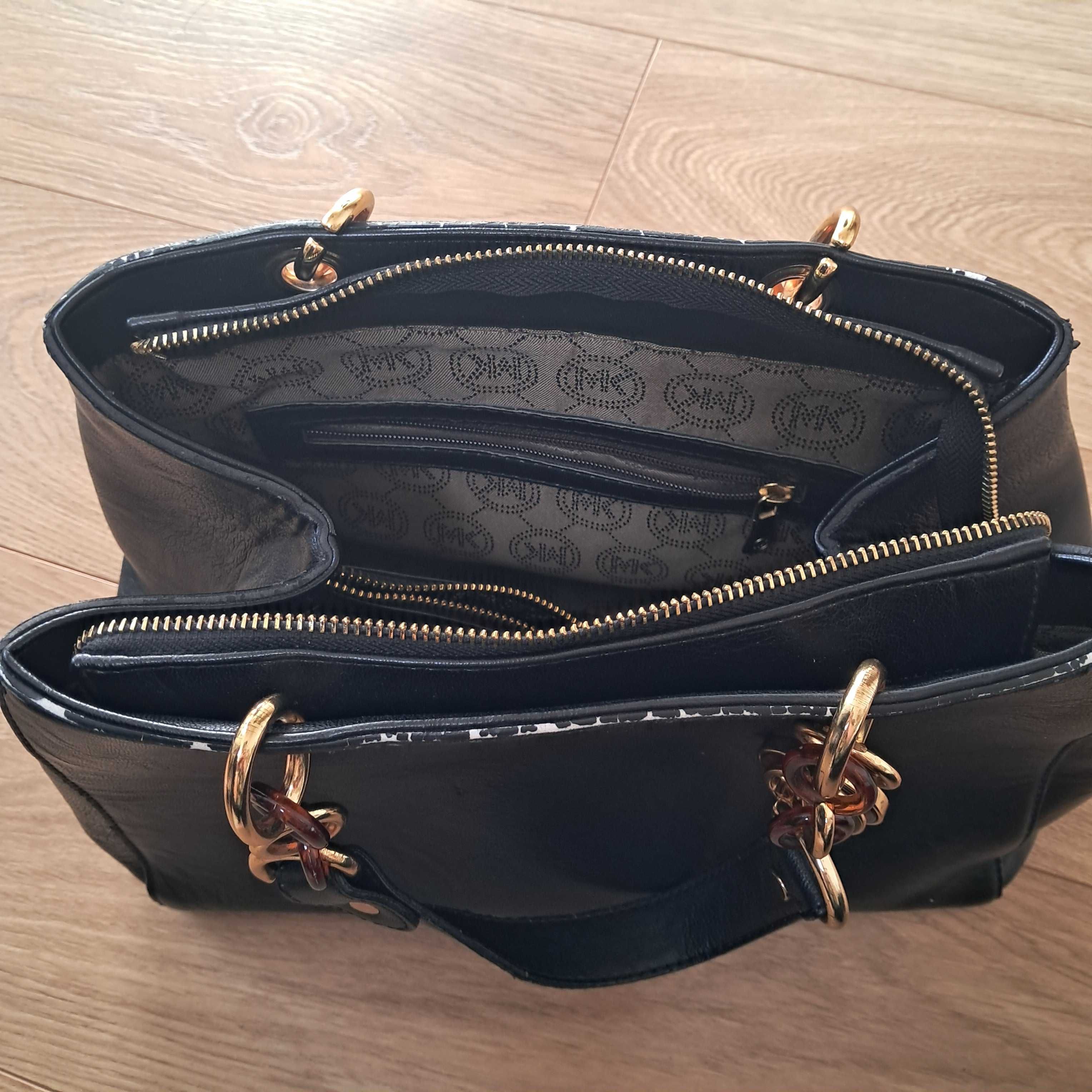 Elegancka czarna markowa pojemna damska torebka na ramię Michael Kors