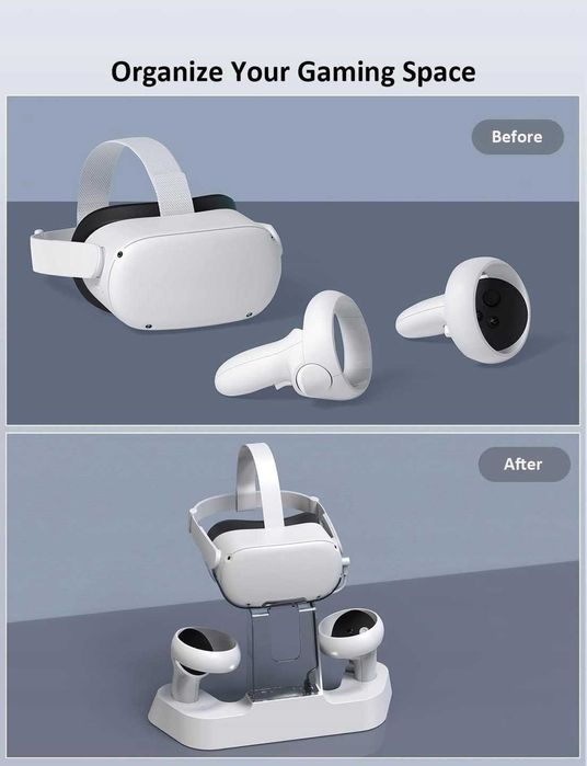 Stacja ładująca LED do gogli kontrolerów Oculus Quest VR biała