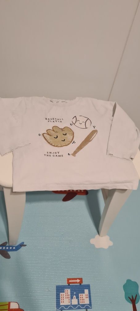 Biała bluzka z długim rękawem t-shirt r.98 Mango