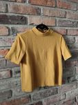 Musztardowy sweter z krótkim rękawem Boho hippie vintage scandi retro