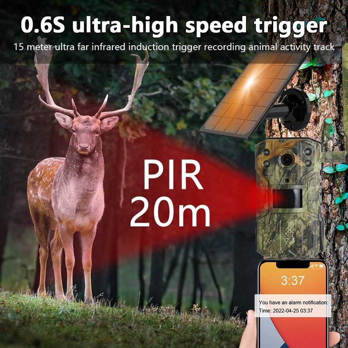 Solarna kamera obserwacyjna myśliwska 4K na kartę sim 4G fotopułapka