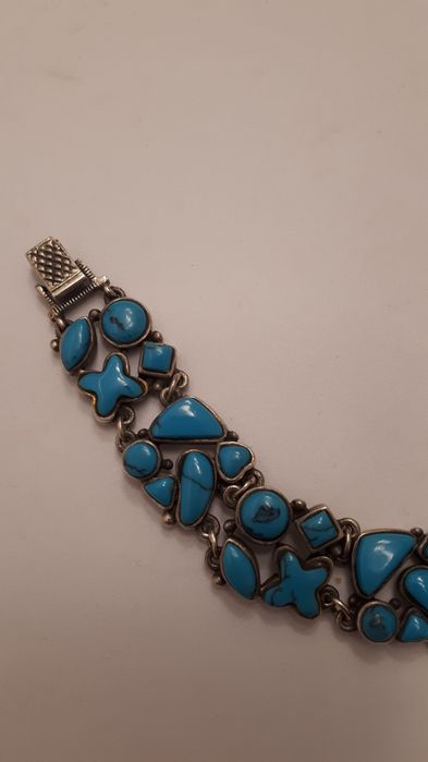 Bransoleta srebrna z turkusami