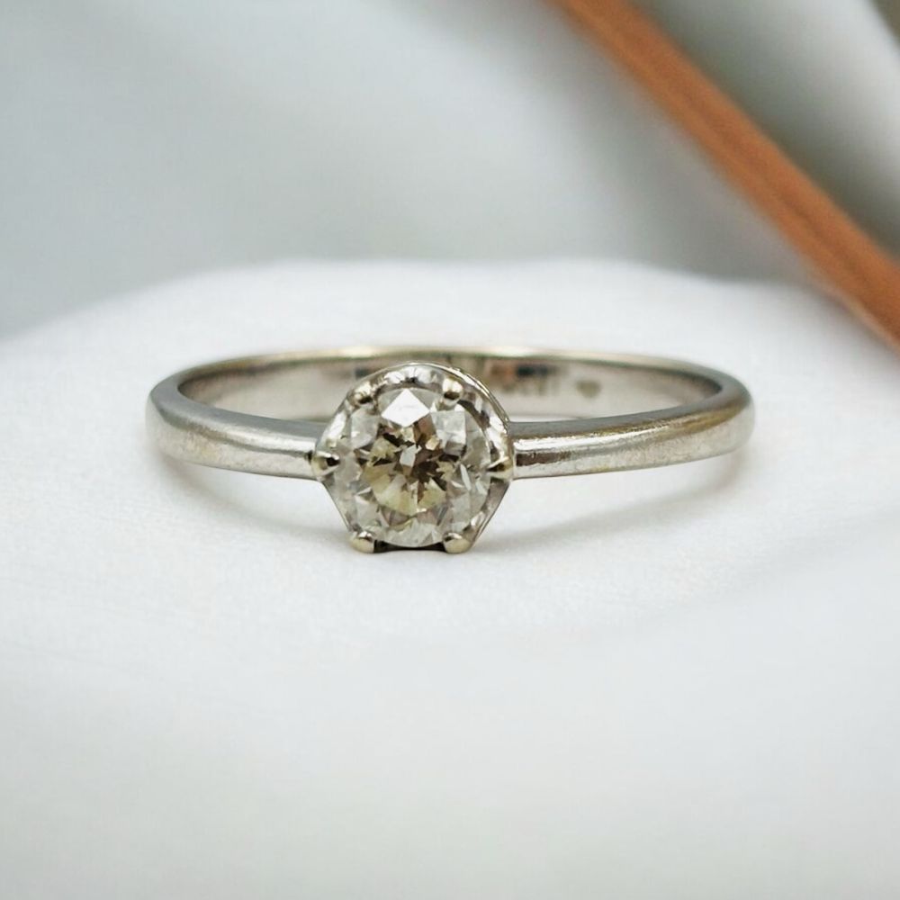 Pierścionek Złoty z Brylantem 585/14k 0.49ct Certyfikat roz17