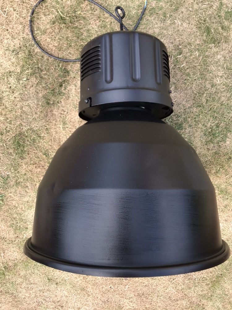 Lampa duża z zawiesiem - loft - czarna - malowana proszkowo