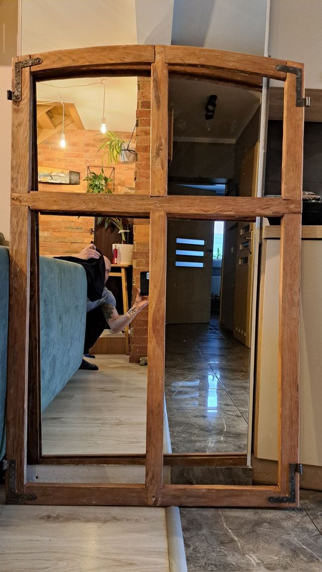 Lustro z duszą rękodzieło ze starych ram okiennych Vintage Retro Loft