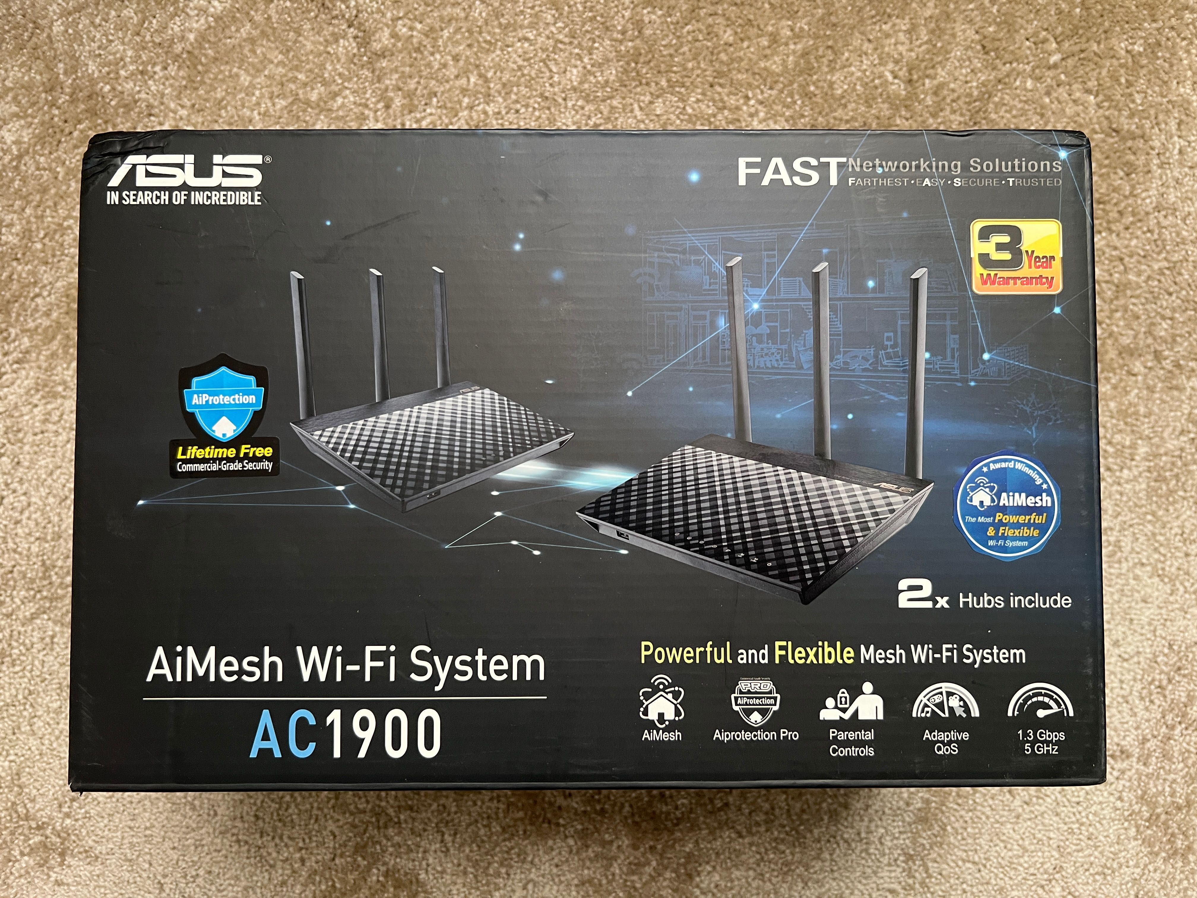 AiMesh AC1900 WiFi System (RT-AC67U 2 Pack) dwa routery