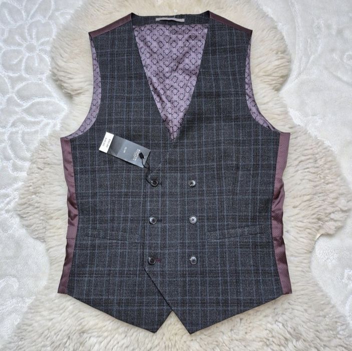 Kamizelka garniturowa S Szara w kratkę Nowa Burton