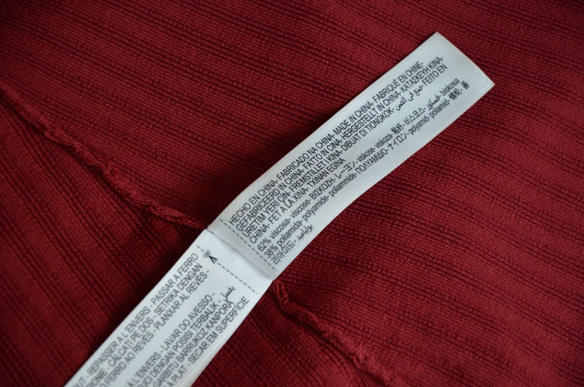 Massimo Dutti długa dzianinowa kopertowa sukienka rust premium 34 XS