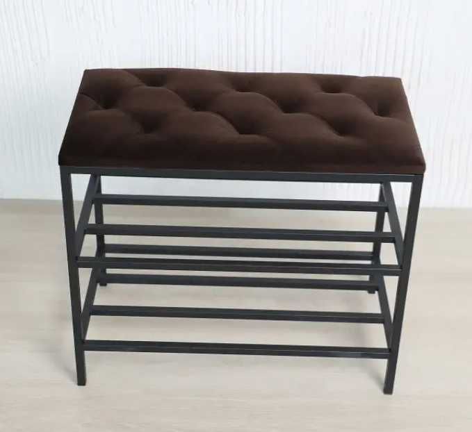 Банкетка для взуття з м’яким верхом / пуфик 60 см – коричнева, нова