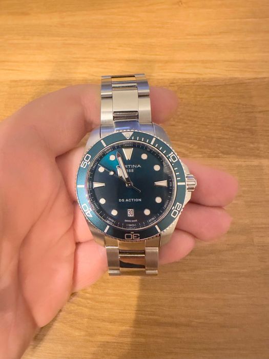 Certina DS Action Diver 300m- zielony, jak nowy! GW + pasek, pudełko
