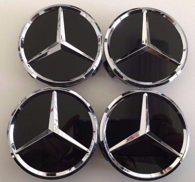 Kit 4 Centros Jante tampos roda emblemas capa Mercedes 60 e 75mm Novas