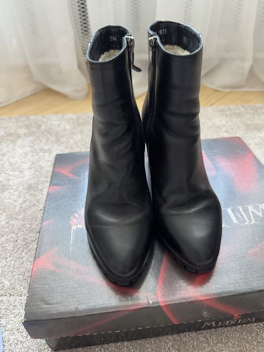 Шкіряні черевики, утеплення натуральна овчина, розмір 39