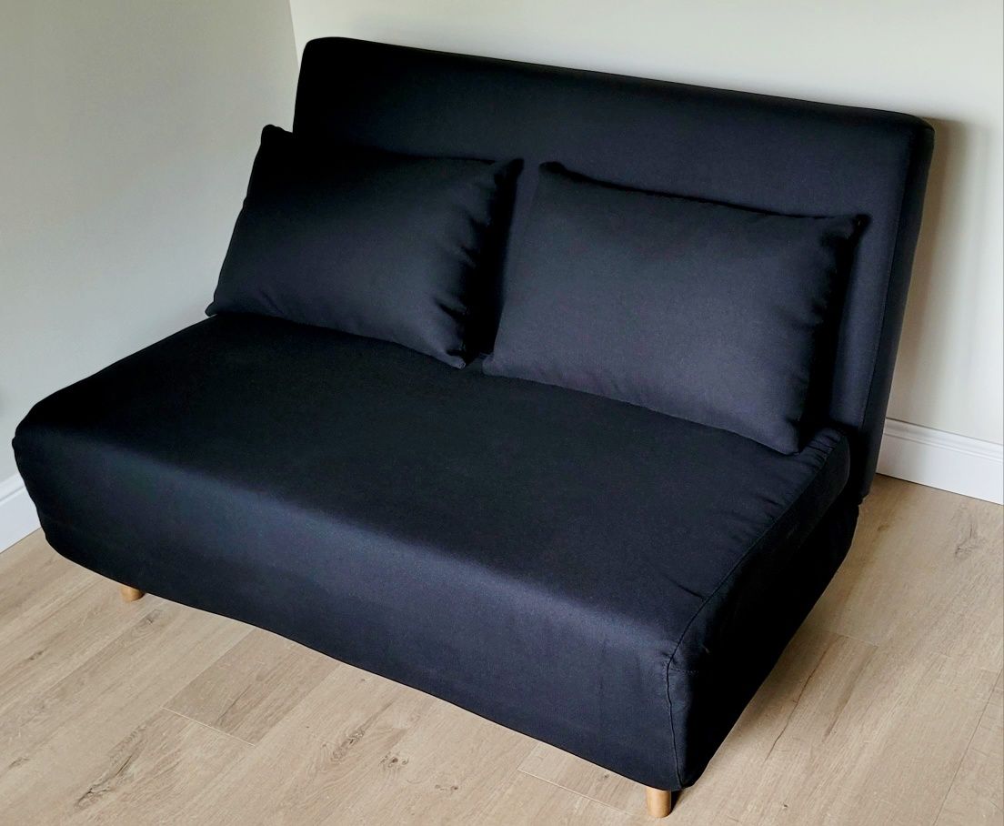 Sofa rozkładana 2-osobowa z tkaniny Elen SKLUM 120x192cm czarna
