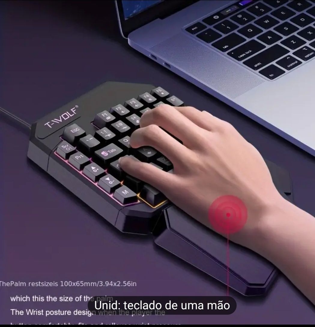 Teclado de jogos com uma mão