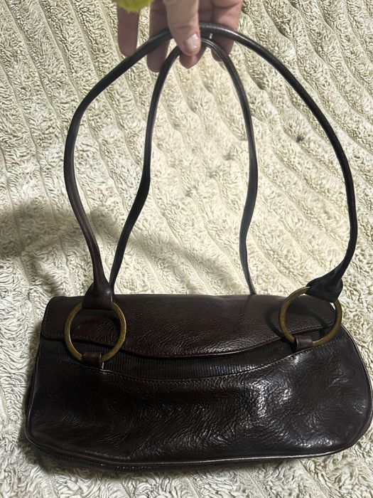 Torebka skórzana brązowa jamnik damska na ramię