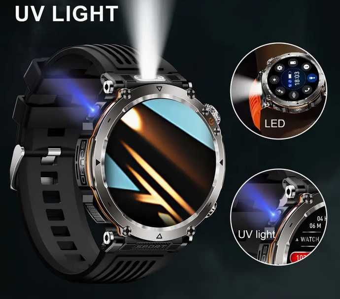 SmartWatch HT30 Wysokiej jakości 1,7-calowy HD ekran ,Latarka  -czarny