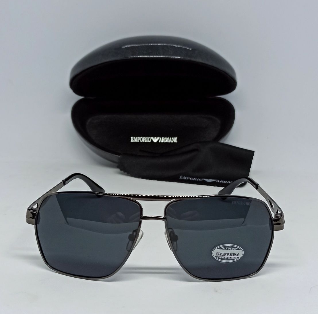 Emporio Armani стильные мужские брендовые очки черные поляризированые
