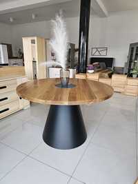 Stol debowy okrągły, drewniany loft nowoczesny