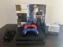 Play Station 4 (1 TB) + 2 pady + 8 gier