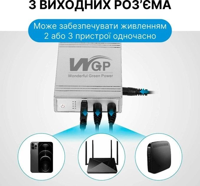 ДБЖ павербанк для роутера WGP (5V+9V+12V) 10400mAh