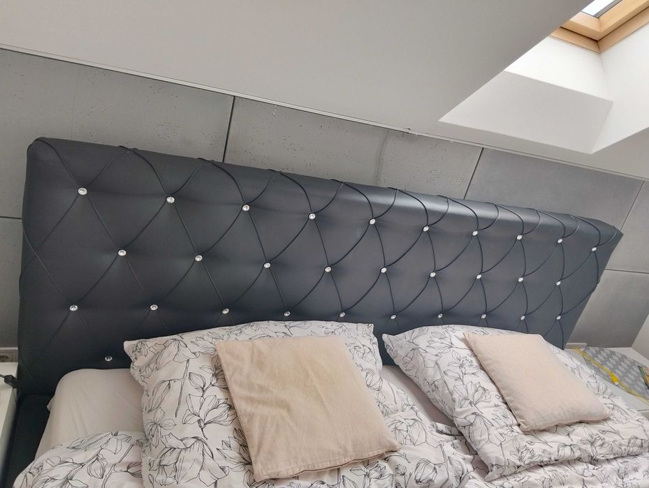 Łóżko sypialnia 200x220  z materacem komplet Glamour kryształki