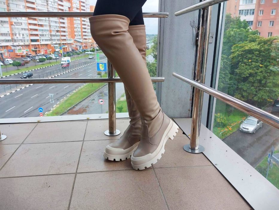 ТОП!!! 39р ДЕМІ натуральна шкіра жіночі ботфорди