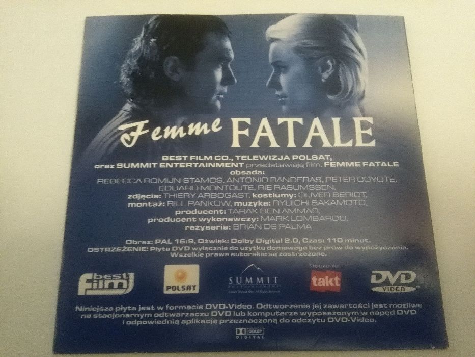 Płyta DVD film Femme Fatale 2002 DePalma Banderas Rebeca Romijn napisy