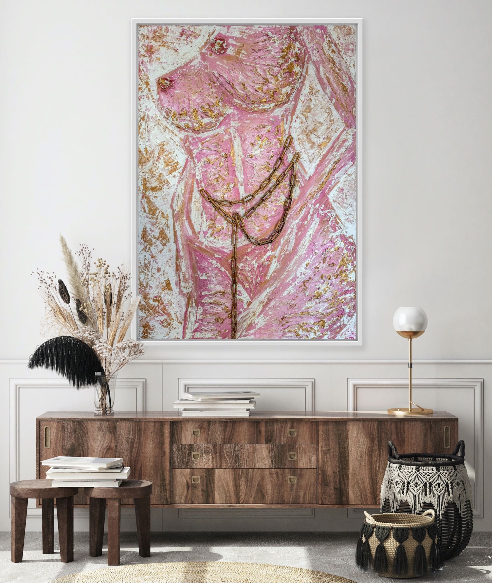 Obraz strukturalny, akt „Pink Honey” 100cm x 70cm
