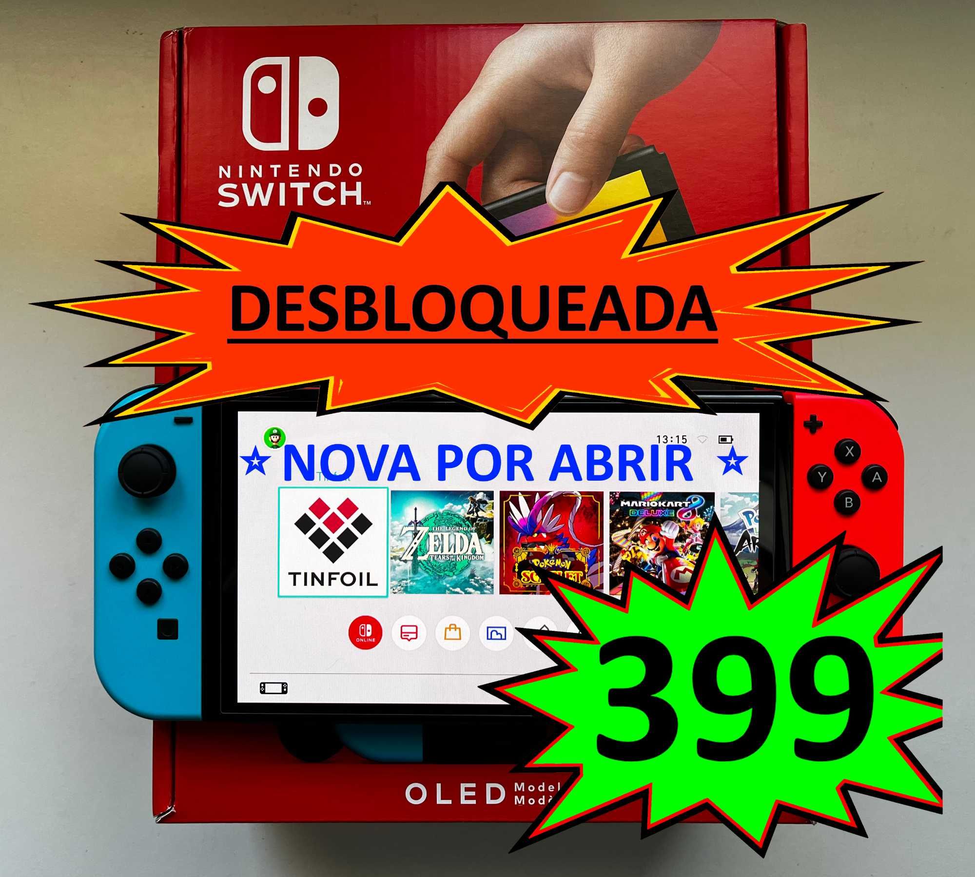 Nintendo Switch Oled | DESBLOQUEADA | NOVA!!! | FREESHOP