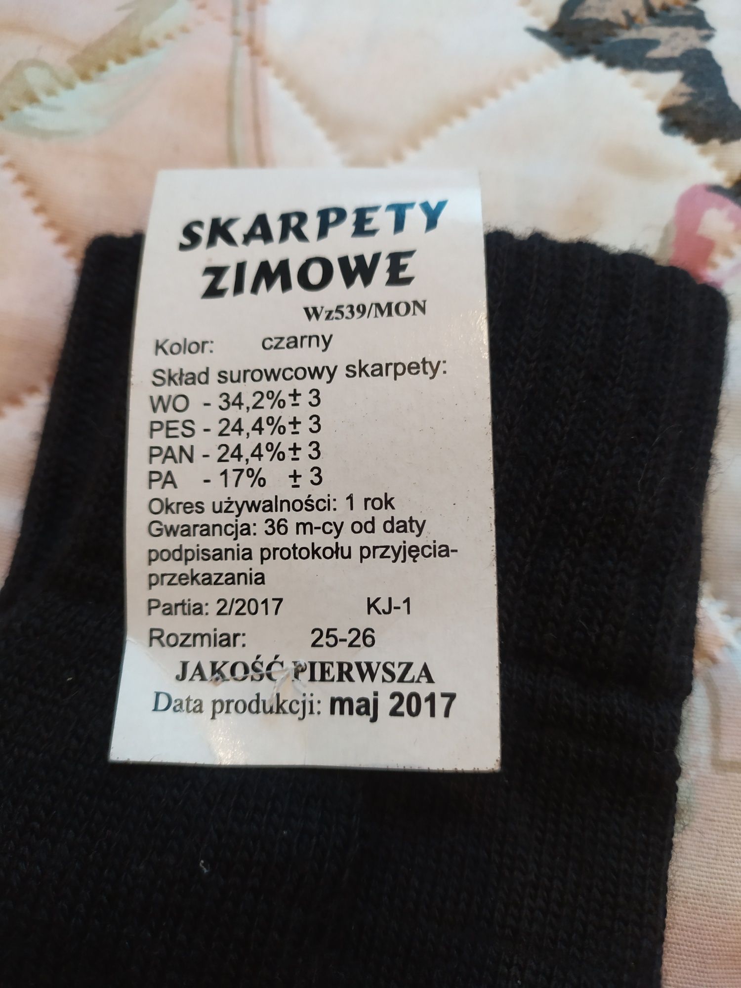 Nowe 1 para skarpety męskie zimowe wojskowe r. 25/26