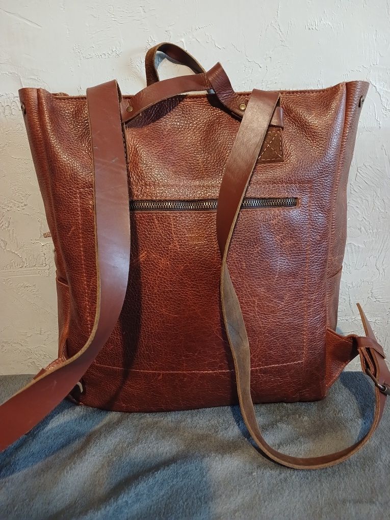 Большая мужская сумка-рюкзак,натуральная кожа