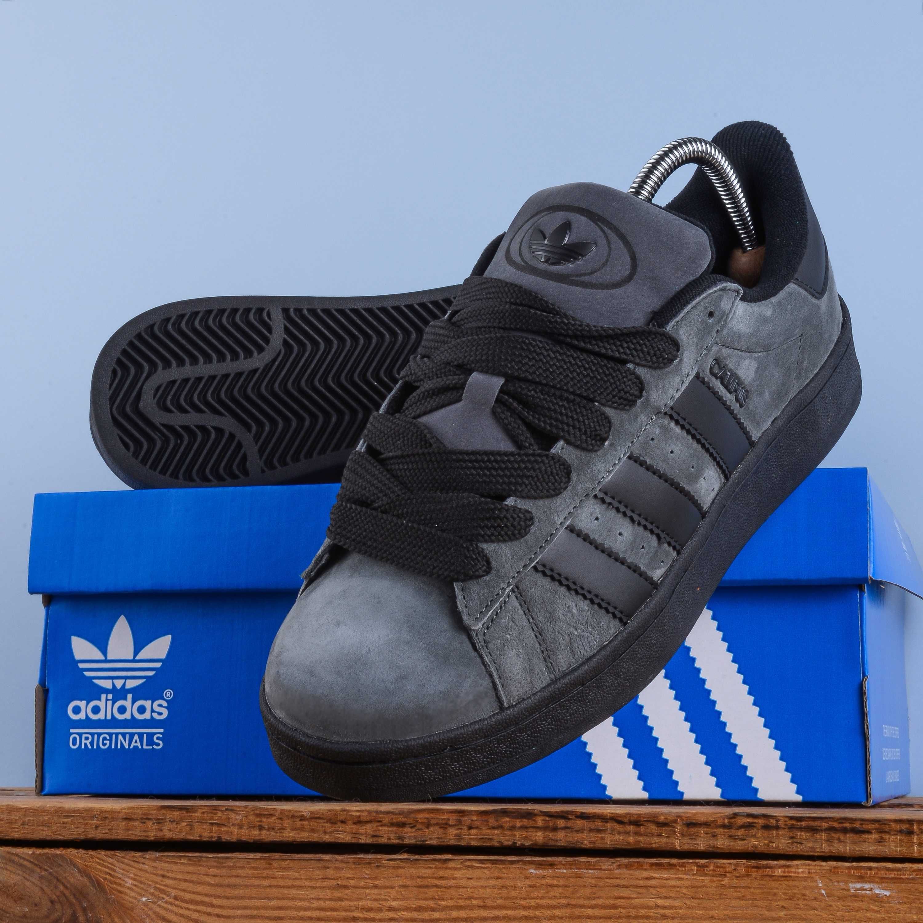 (1947) Чоловічі Кросівки кеди Adidas Campus сірі з чорною (41-45)