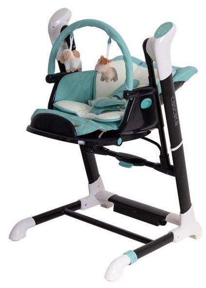 Дитячий стільчик-гойдалка-шезлонг 3в1 Carrello Cascata Tropical Green