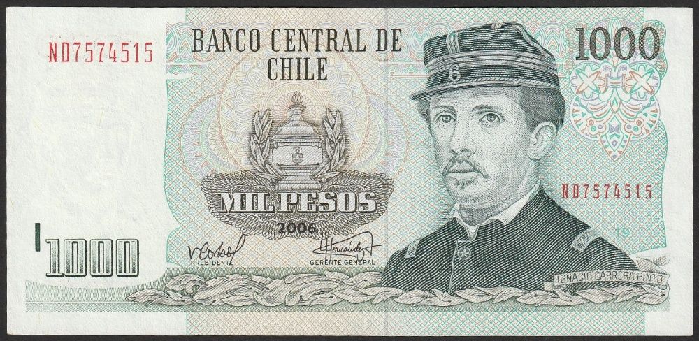 Chile 1000 pesos 2006 - stan bankowy - UNC -