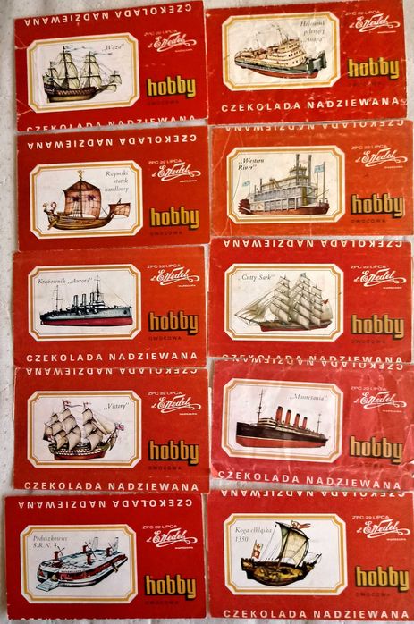 hobby wedel opakowania po czekoladach statki