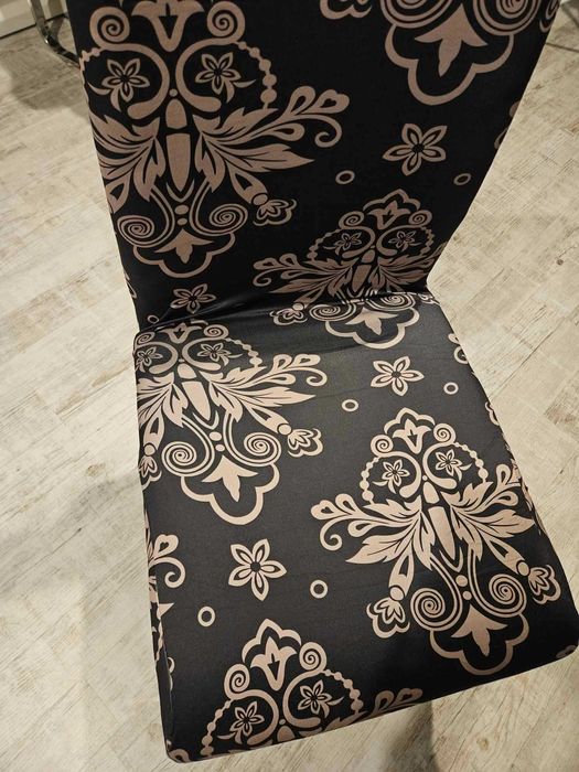 Pokrowce na krzesła glamour elastyczne uniwersalne wzór 4 sztuki