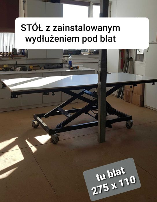 Stół roboczy warsztatowy, nożycowy DUO - pedały po bokach
