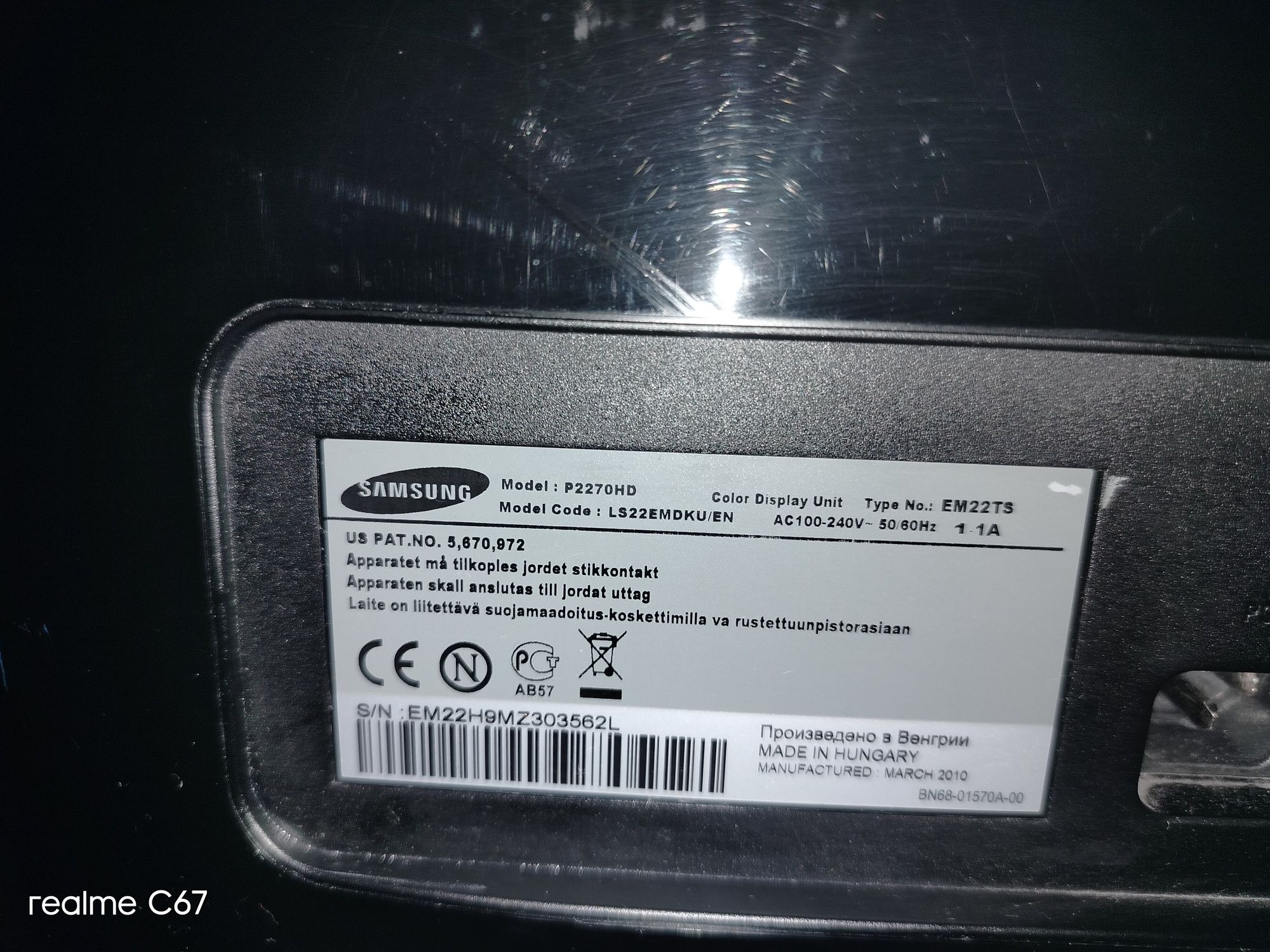 Monitor TV SAMSUNG P2270 + Pilot
