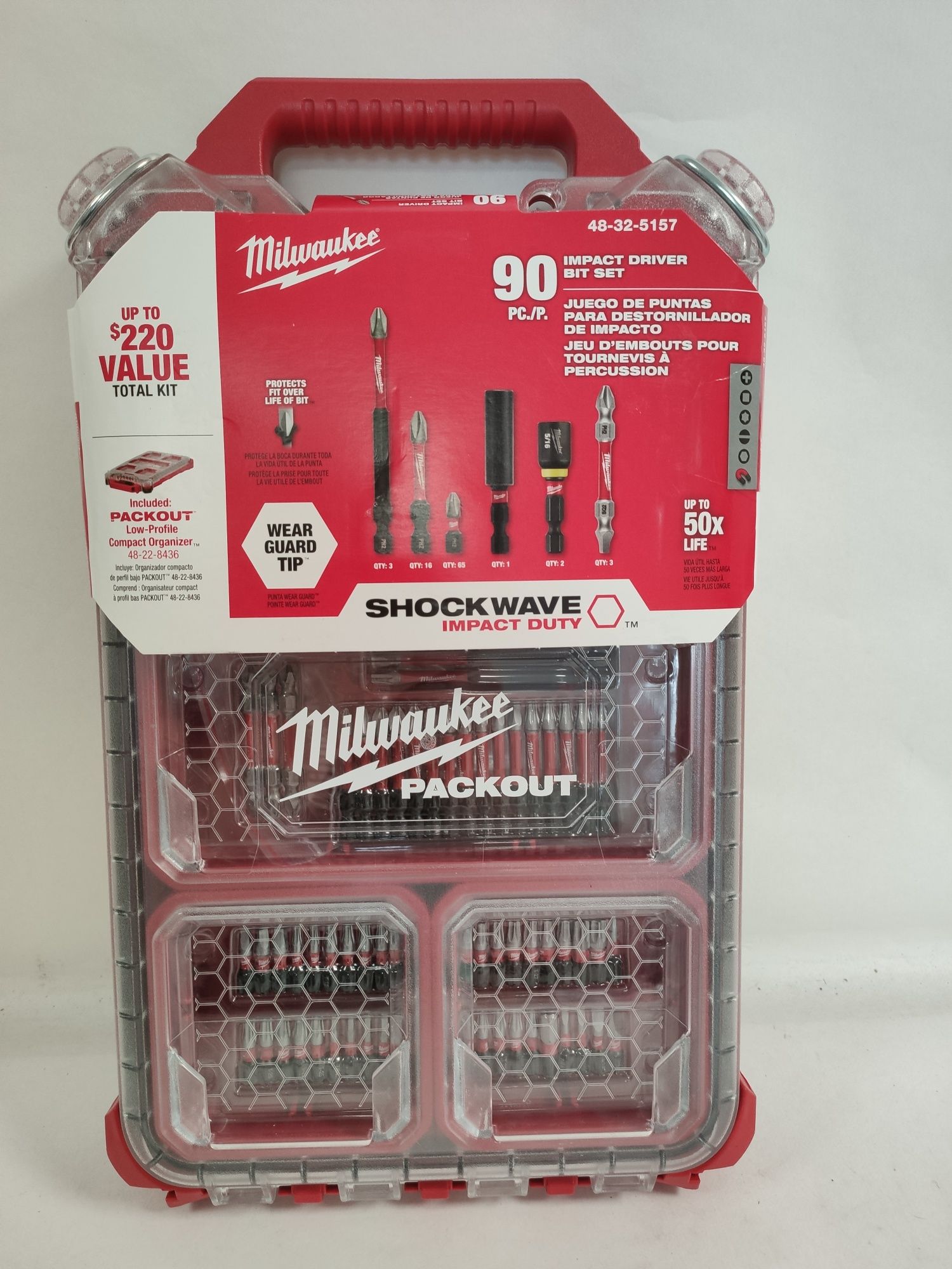 Оригінальний набір біт 90од Milwaukee 48-32-5157 в органайзері Packout