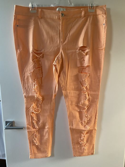 Forever 21+ Damskie Spodnie Jeansy Dżinsy Skinny Dziury 48/50