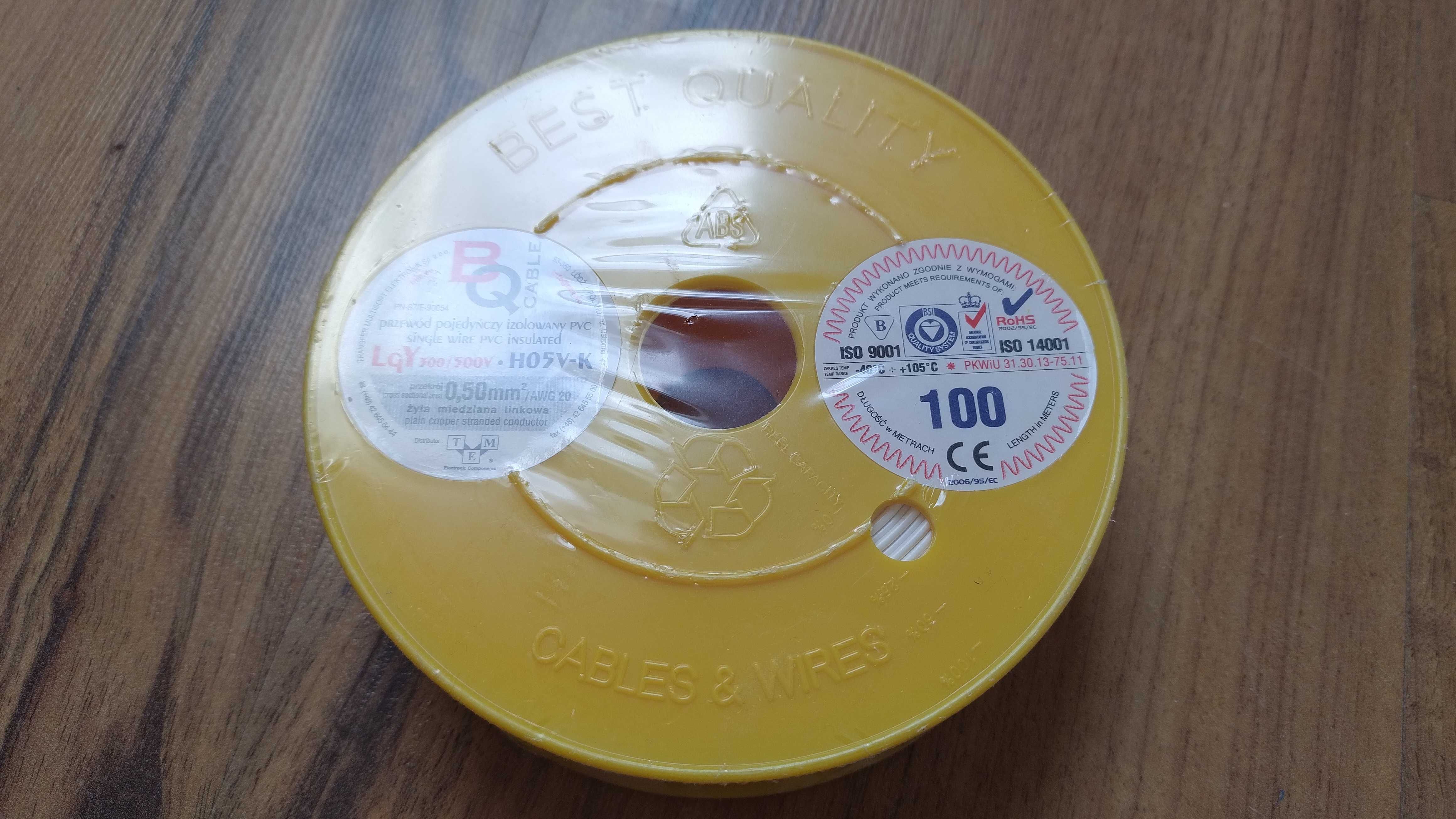 Przewód linka jednożyłowa izolowana LgY 0,5mm2 biała 100mb