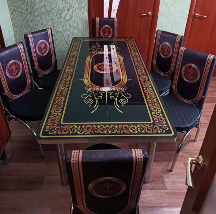 Обеденный стол раздвижной, стіл розкладний, кухонный+4(6) стульев. Ест