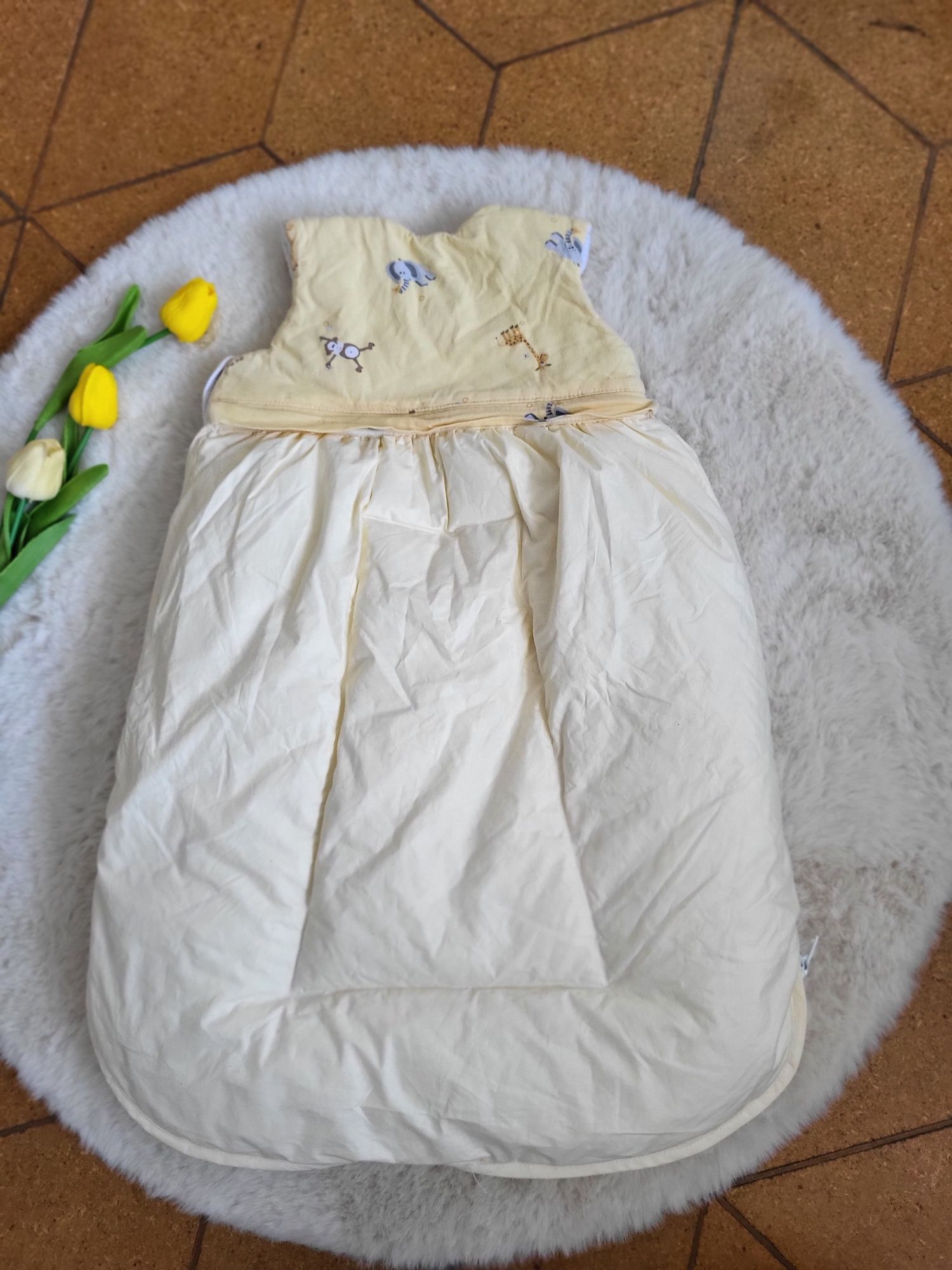Żółty śpiwór dziecięcy do łóżeczka ocieplany 56-62 Baby Nest